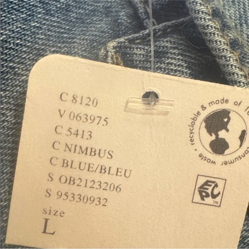 NWT Free People Blue Denim Button-Front Pinafore Dress Size Large - Picture 4 of 4